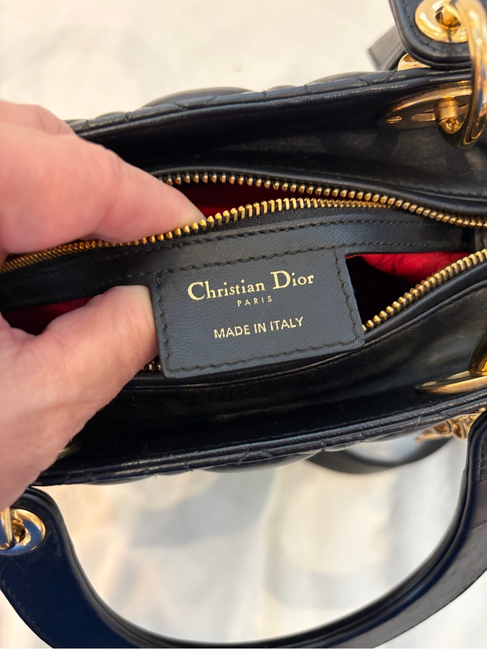 Christian Dior Lady Dior Medium Black Cannage Lambskin Gold Hardware Top Bag - Picture 9 of 16